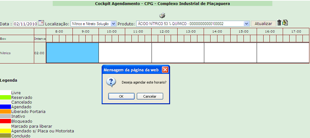 Detalhamento do Agendamento (Transportador, Veiculo, Motorista, Pedidos, Quantidades). Figura 14.2: Agendamento Figura 14.