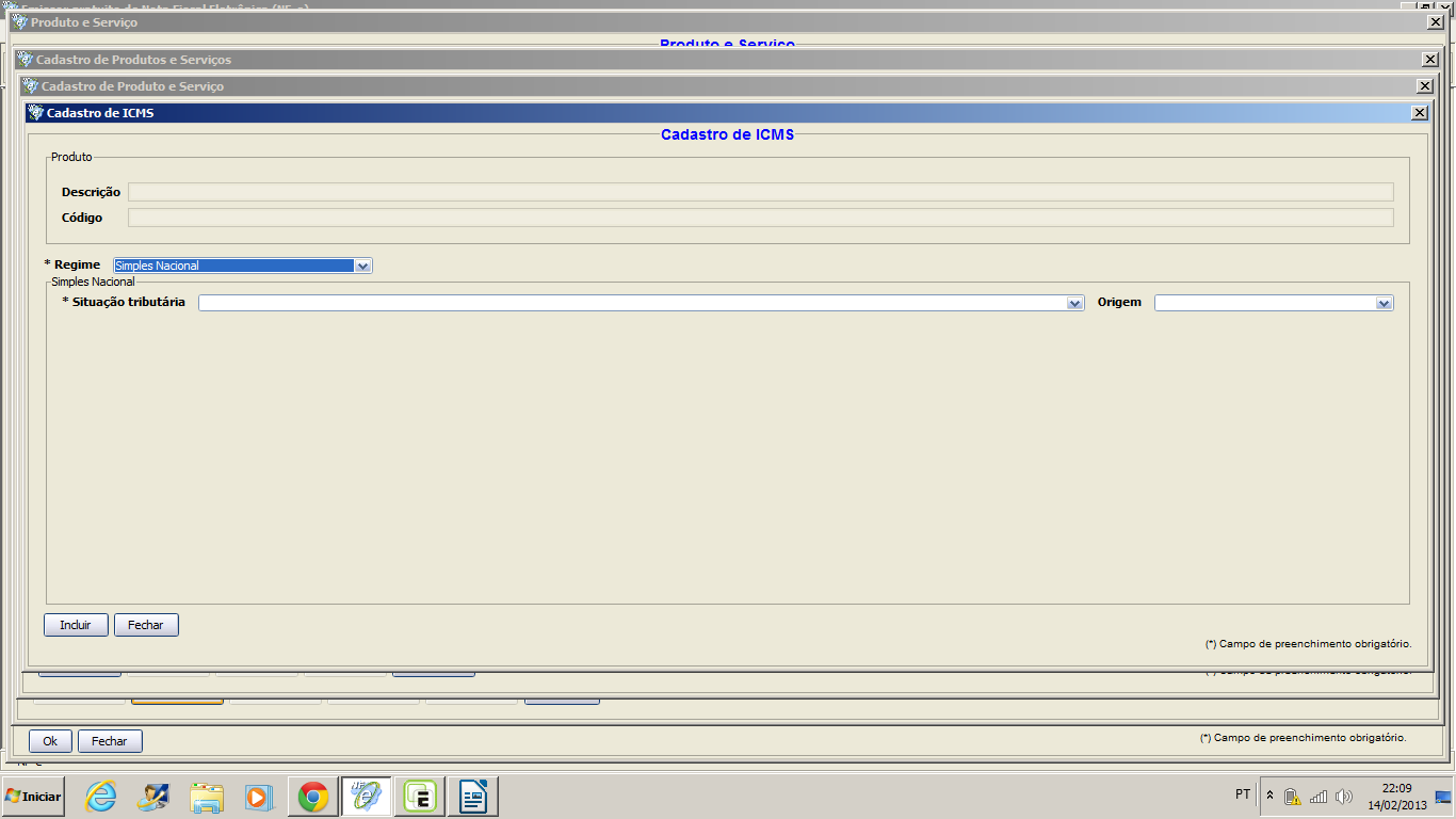 IMPOSTOS ICMS CLIQUE EM INCLUIR INFORME O REGIME DE TRIBUTAÇÃO TRIBUTAÇÃO NORMAL SIMPLES NACIONAL SITUAÇÃO TRIBUTÁRIA PARA SIMPLES NACIONAL UTILIZAR: PARA MERCADORIAS COM TRIBUTAÇÃO NORMAL, COM CFOP