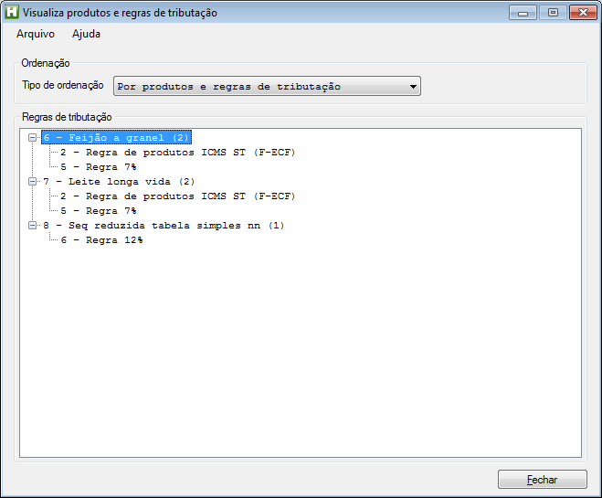 Figura 69. Seleção de regras de tributação.