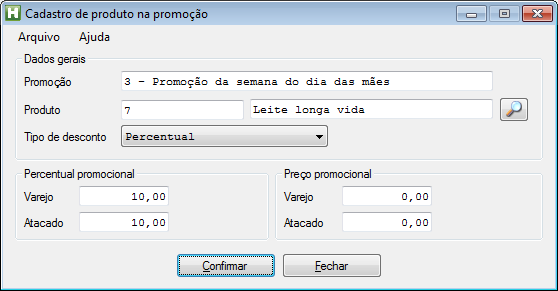 Figura 117. Produtos da promoção. A partir desta tela é possível incluir, alterar e excluir produtos da promoção.