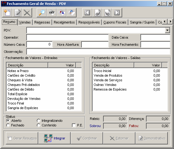 no PDV e importado pelo EMSys.