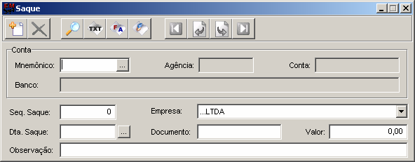 8.3.4. Saque O saque é utilizado como suprimento de caixa ou retirada de valores do banco para o caixa da empresa.