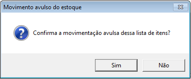 Nesta tela, após ser feito os lançamentos para que seja concluída a movimentação é necessário clicar no botão OK e