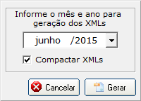 Botão Gerar XMLs Mensal Gera uma pasta com todos os arquivos XML gerados em determinado mês. É necessário informar o mês desejado.