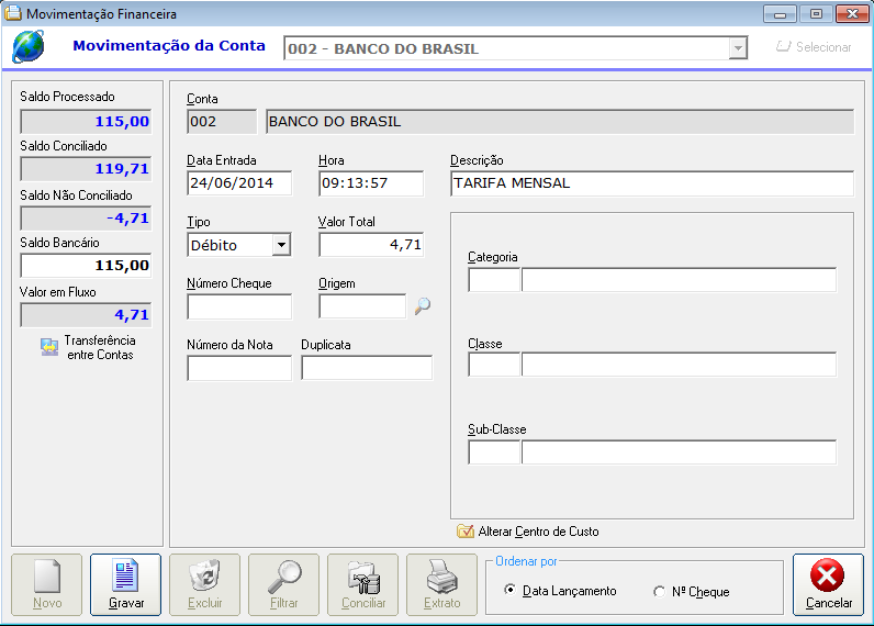 Botão Filtrar - Contém vários tipos de filtros de dados.