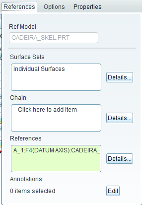 Figura 5 4. Com o esqueleto base_skel.prt ainda ativo, insira uma reta com a ferramenta de sketch no topo do disco que representa uma perna e rodízio.