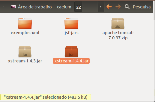 Esse é o mesmo arquivo que você encontra para download no site do XStream, na versão minimal. 3) Copie o JAR do XStream 1.