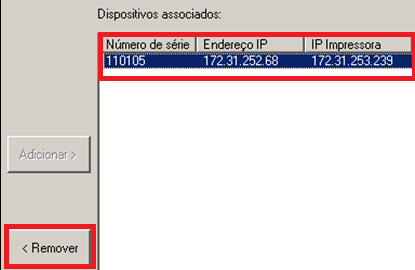 MDS04 leitor que está à direita da interface, em Dispositivos Associados e clica-se em < Remover, como na imagem abaixo: OBS.