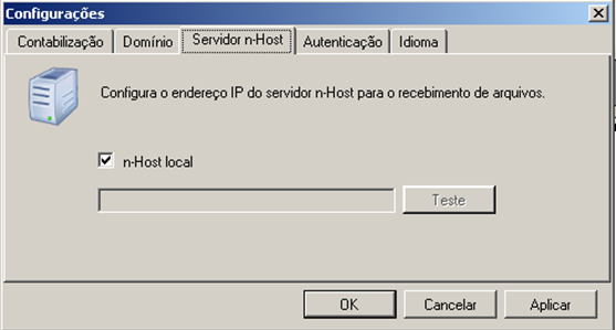 MDS04 4.1.3 Aba Servidor n-host Configure nesta aba, o endereço do computador que possui o n-host instalado. Este n-host tem por objetivo receber os dados de contabilização e enviá-los ao n-server.