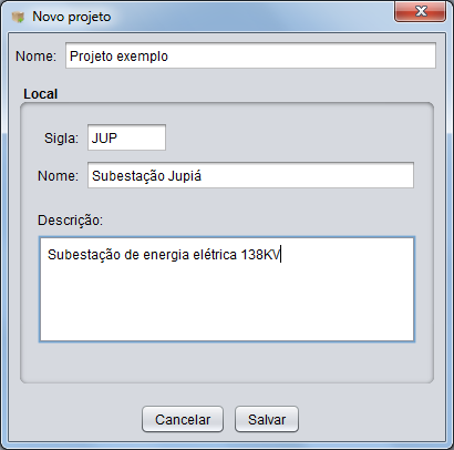 Figura 3 - Menu arquivo Preencha o formulário de criação de projeto: Figura 4 - Formulário de novo projeto O passo seguinte é criar a estrutura do