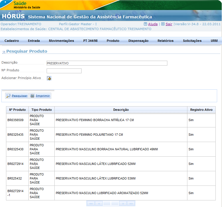 140 Quando o gestor federal do HÓRUS realiza o cadastro de um produto é informado o seu CATMAT. Observe que para um produto pode haver diversas descrições.