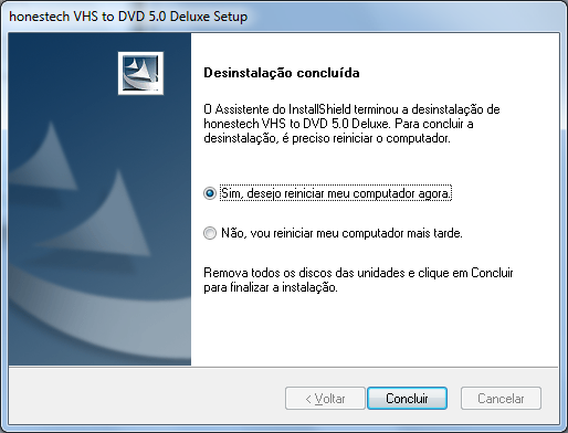 4. Desinstalação Concluída Você verá uma tela confirmando a conclusão bem