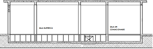 ABNT, 1993). Na sala de ar condicionado 4x3 metros um detector óptico e um módulo relé, que quando acionado fecha contato para o intertravamento com o ar condicionado.