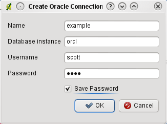 Figura 19.17: Criação de um projecto offline de camadas PostGIS ou WFS à base de dados Oracle que contém os dados.