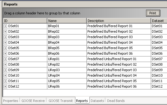 São mostrados os 12 Datasets que são vinculados aos reportes enviados ao Cliente MMS. Esta tabela serve somente para visualização e organização do projeto. Um exemplo está mostrado na figura abaixo.