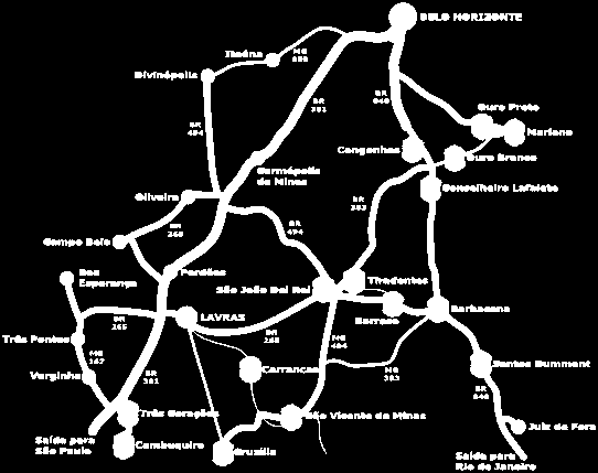 92 km Carmópolis de Minas - 112 km