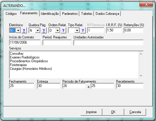 1.2) FATURAMENTO 1.2.1) Eletronico: Informar X para gerar arquivo XML ou ver outras opções; 1.2.2) Quebra Pag (quebra