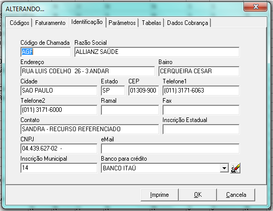 1.2.3) Os demais dados variam conforme contrato de prestador e são meramente