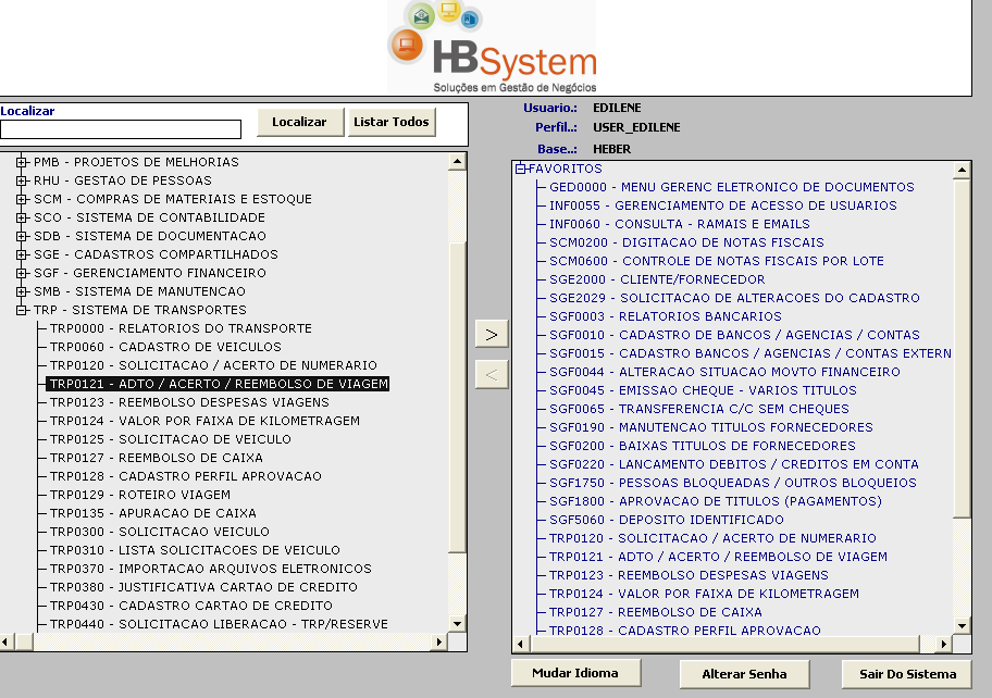 2- Acesse o menu TRP, tela TRP0121 Adto /