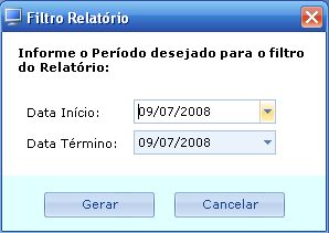 Auditoria de Caixa Selecione o período do relatório e clique em