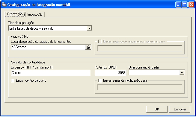 6.2. Exportação CAI_ImportacaoTabelasContabilidade.dll Processo utilizado para exportar lançamentos do módulo Caixa (Caixa Geral, Caixa PDA e Extra-Caixa) para a contabilidade.