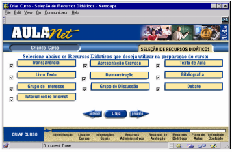 9 Os serviços são colocados à disposição do docente durante a criação e atualização de um curso, permitindo a ele selecionar quais vão se tornar serviços disponíveis aos aprendizes, configurando a