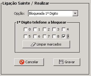 formato de 3 dígitos, por ex 090) Sem limite tempo: a duração da ligação é sem limites (pode durar qualquer tempo) Bloqueada: a ligação é bloqueada (não realiza ligações saintes) Bloqueada 1 dígito: