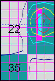 Figura A12 Curvas de Isodose para a fatia em x = 9,75 m.