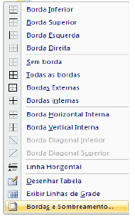 Sombreamento Definição: Sombreamento é uma cor de fundo como a que aparece abaixo Ex: 1º clique 2º