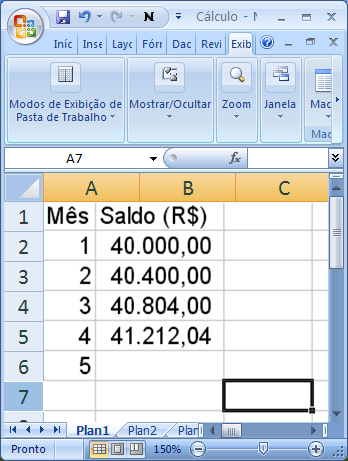64) Ainda com relação à janela do Excel 2007 mostrada no texto, considere a seguinte sequência de ações: clicar a célula F4; digitar =$C3+D$4 e teclar ; clicar novamente a célula F4; clicar ; clicar