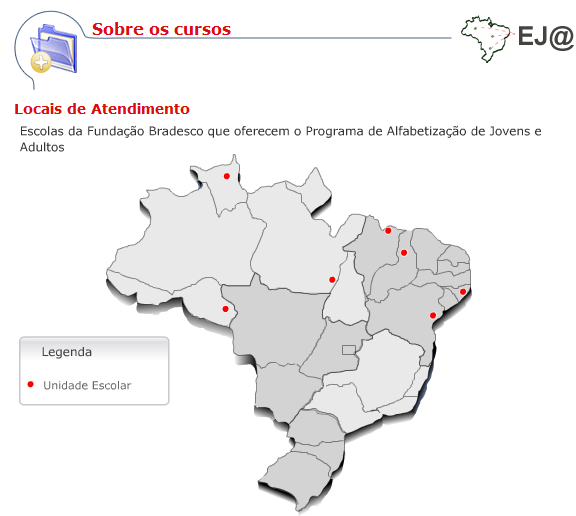 Sobre os Cursos Apresenta informações sobre os cursos da Educação de Jovens e Adultos oferecidos pela Fundação Bradesco e locais de atendimento.