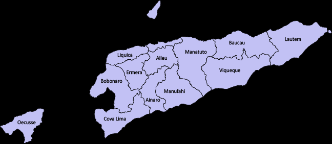 (JORBATT). A Figura seguinte representa a divisão administrativa de Timor-Leste por distritos 36 : Fonte: http://timor-leste.gov.