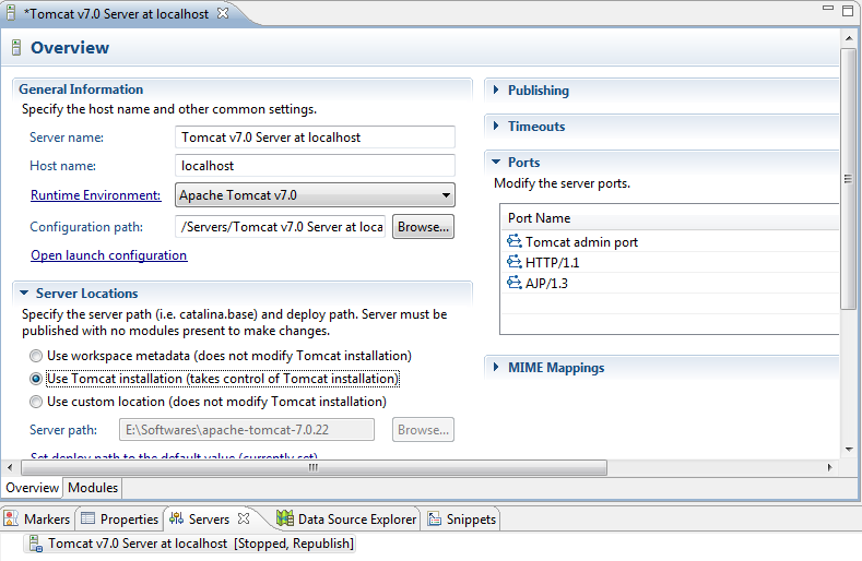 Tutorial JSF, Facelets, Hibernate com JPA, Spring e PrimeFaces - 9 Cliquem em Finish e agora você tem seu servidor de aplicação para rodar seu projeto localmente.