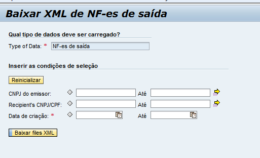 Página 9 de 13 3.4. INSERIR AS CONDIÇÕES DE SELEÇÃO (NF-ES DE SAÍDA) As condições de seleção irão fazer as restrições diminuindo o universo de arquivos a serem recuperados.