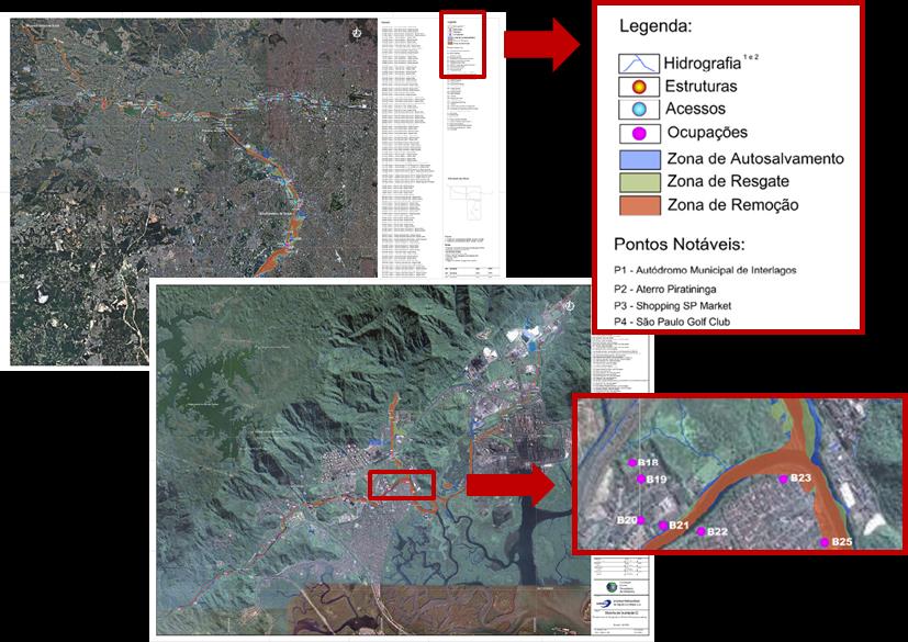 Figura 5 Exemplo de Mapa de Inundação Nos mapas, as inundações foram classificadas de acordo as zonas risco.