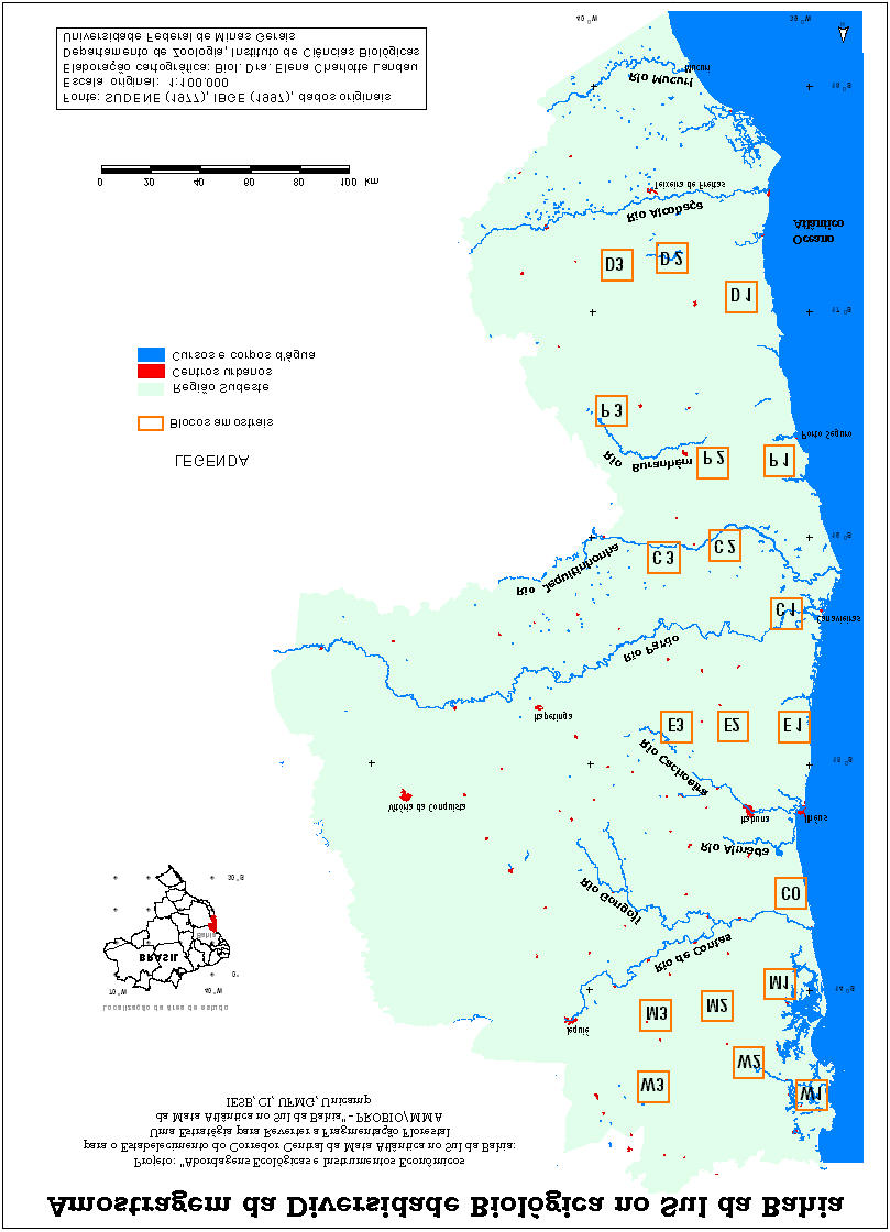 Figura 1: Desenho amostral da pesquisa de campo em biodiversidade.