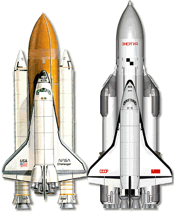 Dois vaivém espaciais. Da NASA e à direita da antiga URSS O vaivém espacial tenta ultrapassar esta dificuldade, uma vez que é quase tudo recuperado.