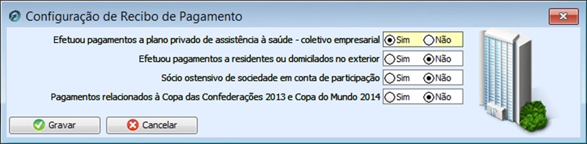 Vale ressaltar, que as empresas com Plano Privado de Assistência à Saúde - Coletivo Empresarial, devem no cadastro da empresa/guia folha, nas configurações > botão DIRF, marcar Sim para a primeira