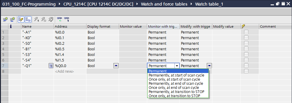 A fim de ter todas as funções de monitoramento e controle disponíveis para seleção, as seguintes colunas podem ser ocultadas: 'All modify columns' e 'All advanced setting columns'.