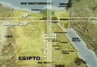 As pirâmides estão colocadas num lugar muito especial na face Pirâmides do Egito da Terra - estão no centro exato Longitude: 30 da superfície terrestre do planeta, Latitude : 31 dividindo a massa de