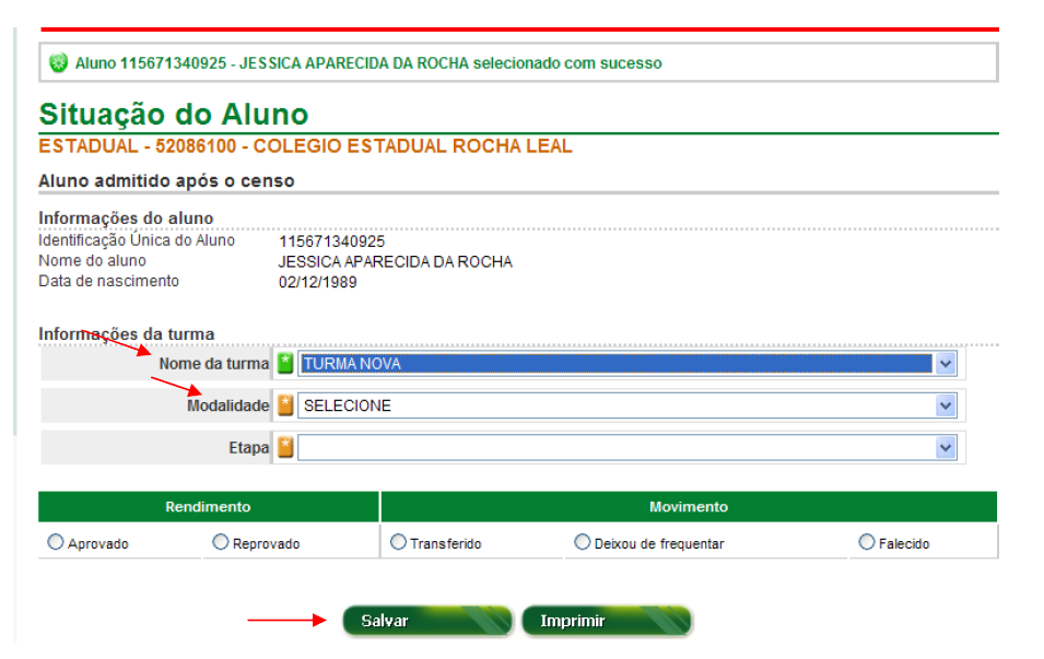 28 Nessa mesma tela é possível imprimir os dados do aluno informado. Atenção!