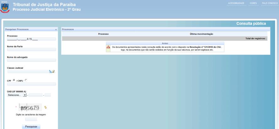 1.1 Consultas ao andamento processual Após clicar no link [3.