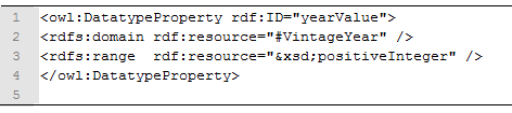 Código 6 Uso de propriedade do tipo owl:objectproperty O exemplo descrito no Código 6 apresenta a utilização de uma propriedade de objeto na ontologia Wine.