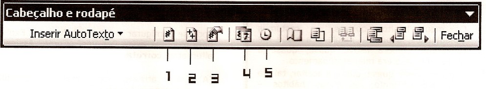 06 (TCM SP/2006 Cargo: Agente Fiscal) Assinale qual dos botões permite incluir a data em um cabeçalho ou rodapé em um documento MS-WORD 2000.