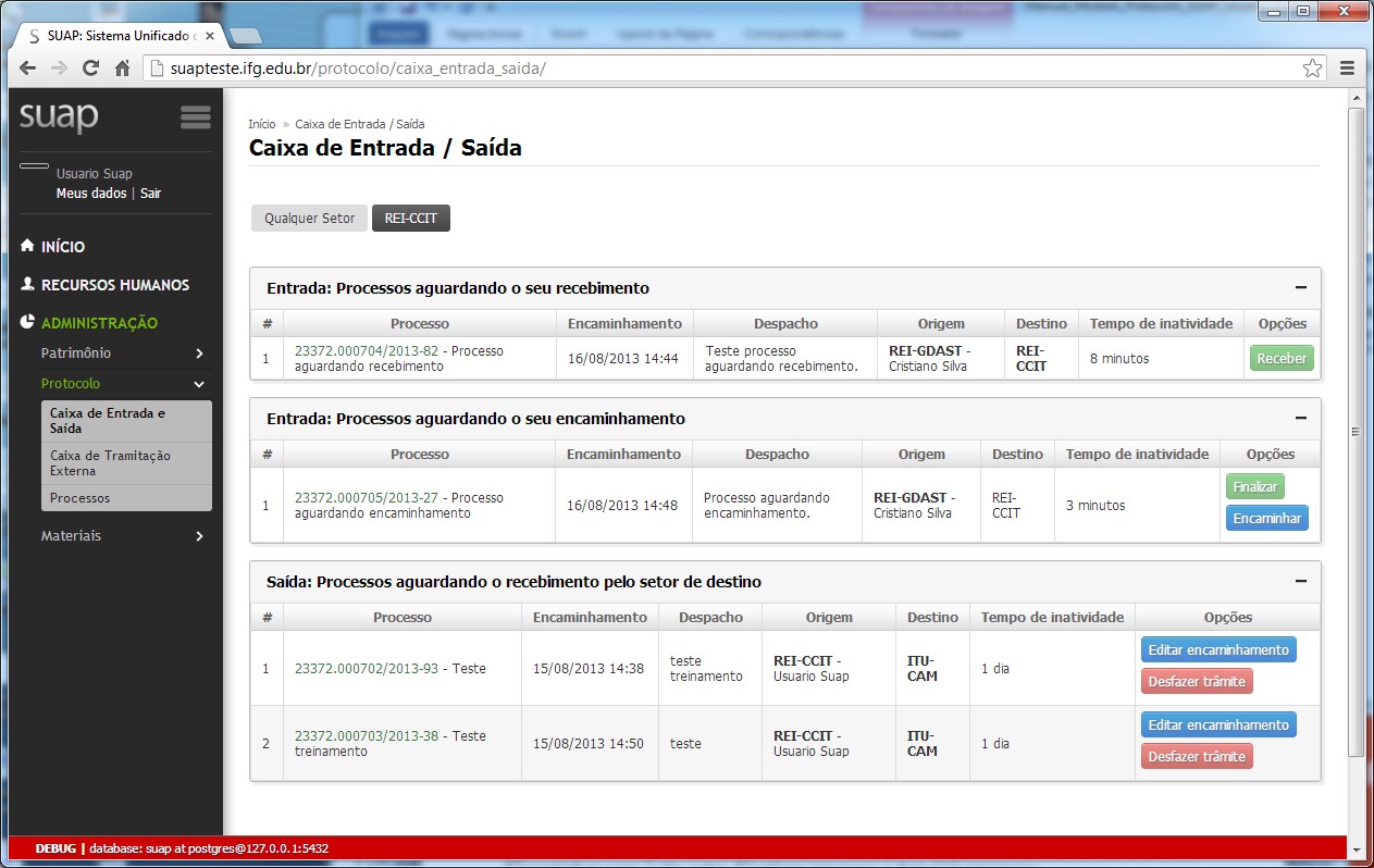 apresentação o despacho e encaminharão para outros setores, ou finalizarão o processo.