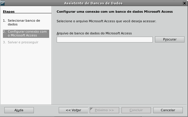 9. Conectando a um banco de dados ACCESS (.mdb) O primeiro passo para utilizar um banco de dados do Access no BrOffice.org é verificar a estrutura do arquivo.mdb correspondente.