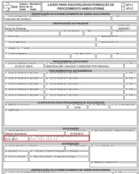 Página 22 de 23 Por padrão, as opções [Imprimir CPF e CNS do Médico Solicitante?] e [Imprimir CNS do Médico Solicitante ao invés do CPF?], estarão desmarcadas.