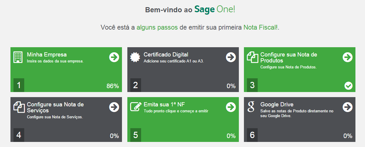 2.Configurações do Sage One Nesta secção você aprenderá a configurar o seu Sage One para que ele possa emitir as suas notas de Produtos e Serviços, com mais agilidade e praticidade.