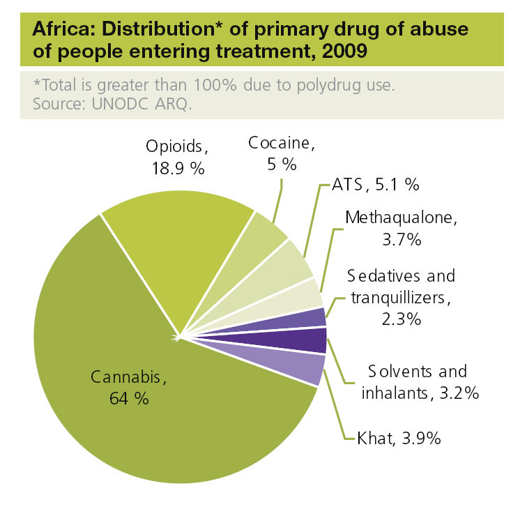 relataram tendências estáveis no uso de cannabis. Apesar disso, o uso de cannabis responde pelo volume de demanda por tratamento na África e na Oceania.
