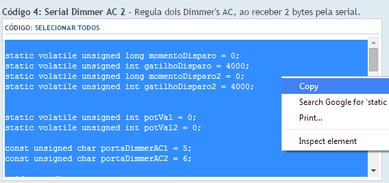 Passo 5 Na página que abrir, role até o final, pois precisaremos do último código-fonte. Vejamos as etapas para copiá-lo. 1 3 2 1. Clique no link SELECIONAR TODOS, conforme indicado na imagem 2.